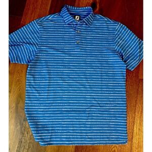 FootJoy FJ Golf Polo Shirt Blue Striped Short Sleeve Men's M